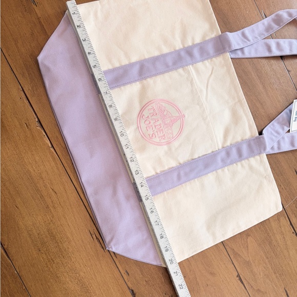 Trader Joe’s Newly released Canvas Tote Bag in Cream and Lavender - Picture 3 of 3